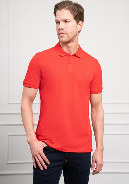Erkek Kırmızı Basic Polo Yaka Dynamic Fit T-Shirt