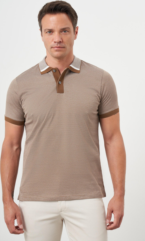 Erkek Taba Trend Polo Yaka Dynamic Fit T-Shirt