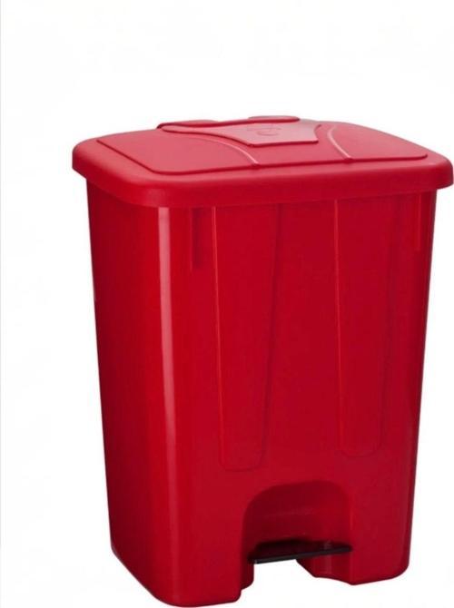 Pedallı Plastik 65 Lt Kırmızı Çöp Kovası