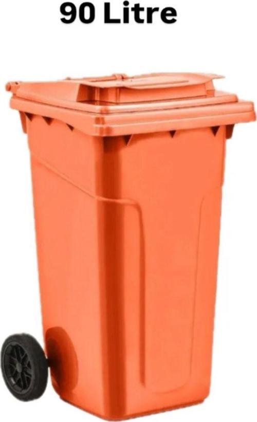 Tıbbi Atık Plastik Çöp Konteyneri 90Lt Turuncu Plastik Konteyner Isıya Karşı Dayanıklı A Kalite