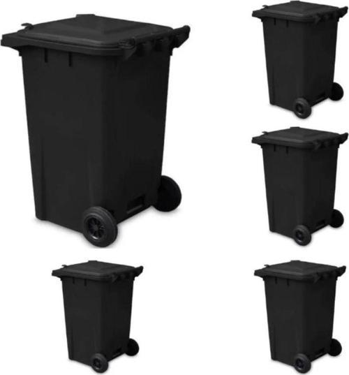 240 Lt 5 Adet Siyah Plastik Çöp Konteyneri Isıya Karşı Dayanıklı