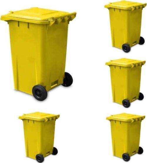 240 Lt 5 Adet Sarı Plastik Çöp Konteyneri Isıya Karşı Dayanıklı