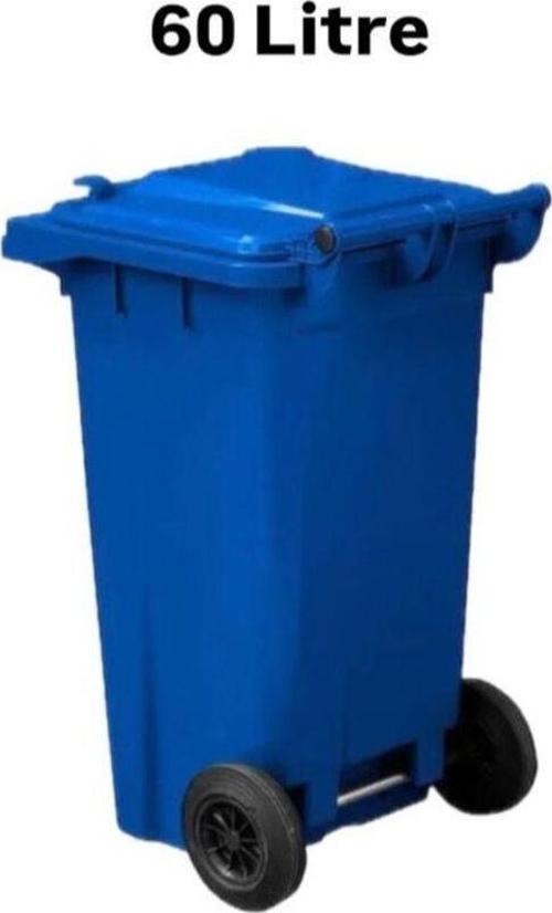 60 Lt Plastik Çöp Konteyneri Mavi -Isıya Karşı Dayanıklı