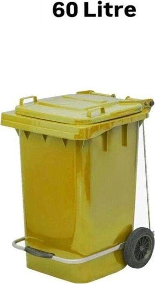 60 Lt Plastik Pedallı Çöp Konteyneri Sarı -Isıya Karşı Dayanıklı