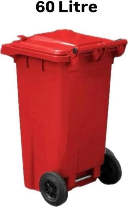 60 Lt Plastik Çöp Konteyneri Kırmızı -Isıya Karşı Dayanıklı