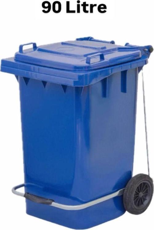 90 Litre Tıbbi Atık Plastik Pedallı Çöp Konteyneri Mavi Isıya Karşı Dayanıklı A Kalite