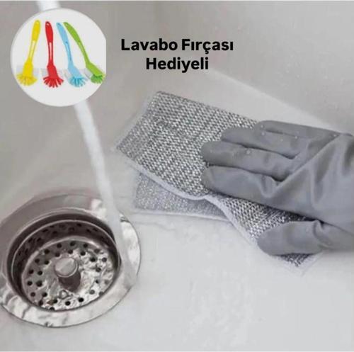 5 Adet Çift Taraflı Bulaşık Bezi Teli Lavabo Fırçası Hediyeli