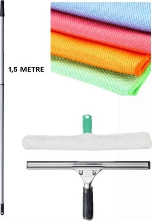 Cam Temizlik Seti Duş-Cam-Pencere-Ayna Cam Sileceği 35 Cm Çekçek Peluş 4'Lü Cam Bezi