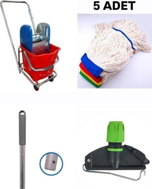Tek Kovalı Çelik Pressli Krom Temizlik Arabası Ve Paspas Arabası Temizlik Seti Islak Mop Seti