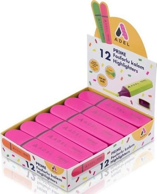 Fosforlu Kalem Prime Pembe 2201000055000 (12 Li Paket)