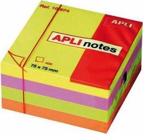 Aplı Yapışkanlı Not Kağıdı 4 Renk Funny 400 Yaprak 75X75 Neon Küp 10974