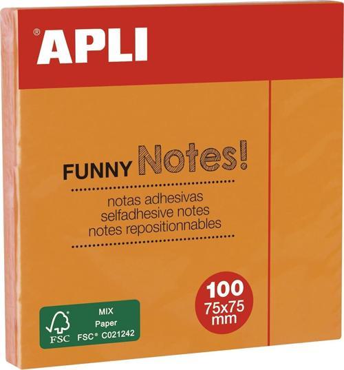 Aplı Yapışkanlı Not Kağıdı Turuncu Funny 100 Yaprak 75X75 11900 (12 Li Paket)