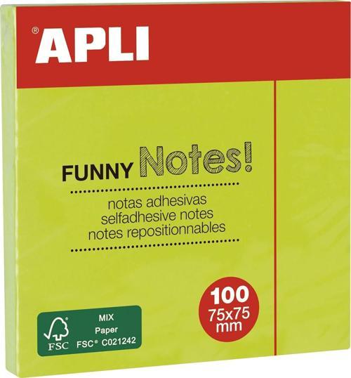 Aplı Yapışkanlı Not Kağıdı Yeşil Funny 100 Yaprak 75X75 11899 (12 Li Paket)