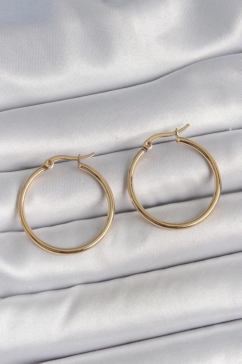 Gold Renk 27 mm Halka Model Kadın Küpe - EBJ250520W34059