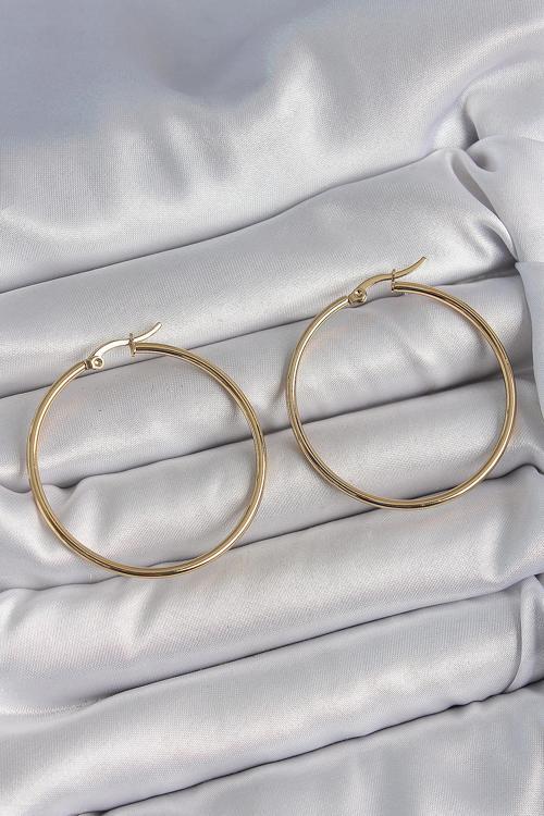 Gold Renk 43 mm Halka Model Kadın Küpe - EBJ250520W34061
