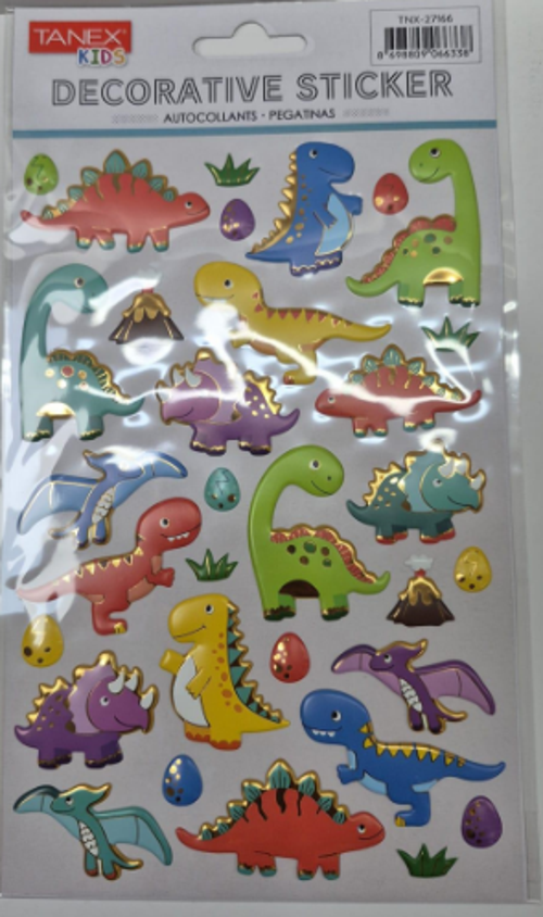 Puffy Renkli Dinazorlar Serisi Stickers Tnx-27166