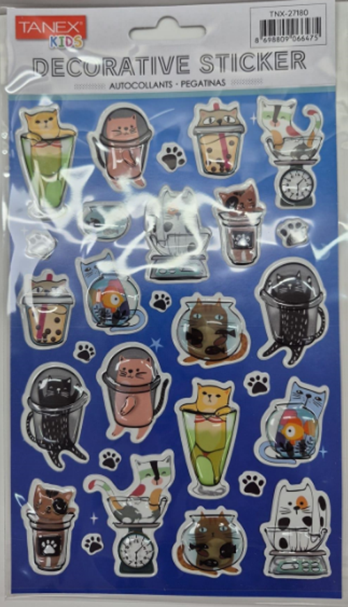 Puffy Şapşik Kediler Serisi Stickers Tnx-27180
