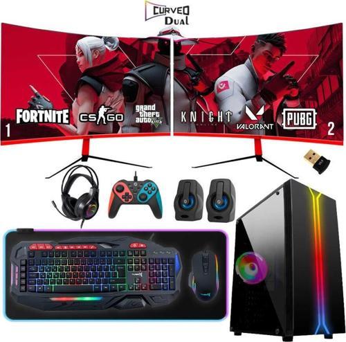 Tx3814 i5 3470 16GB Ram 512GB NVMe 4GB GT740 GDDR5 23.6 inç Curved Çift Monitör Bilgisayar