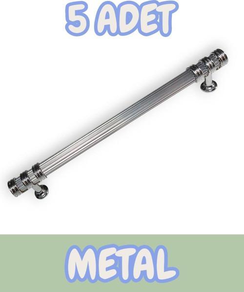 Çizgili Nesli Alüminyum Metal Lüks Modern Mobilya Çekmece Mutfak Dolabı Kulpu Krom (5 Adet)