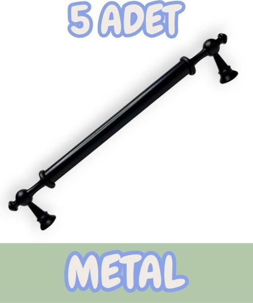Ezgi Alüminyum Metal Lüks Modern Mobilya Çekmece Mutfak Dolabı Kulpu Siyah (5 Adet)