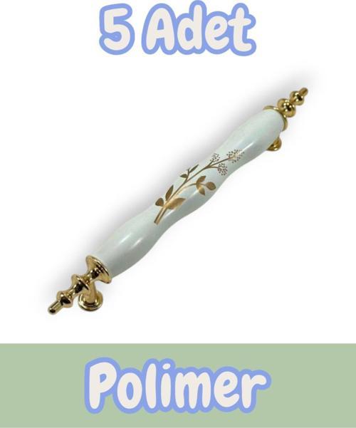 Polimer Zeytindalı Kulp Lüks Modern Mobilya Çekmece Vestiyer Mutfak Dolabı Kulpu 128mm (5 Adet)