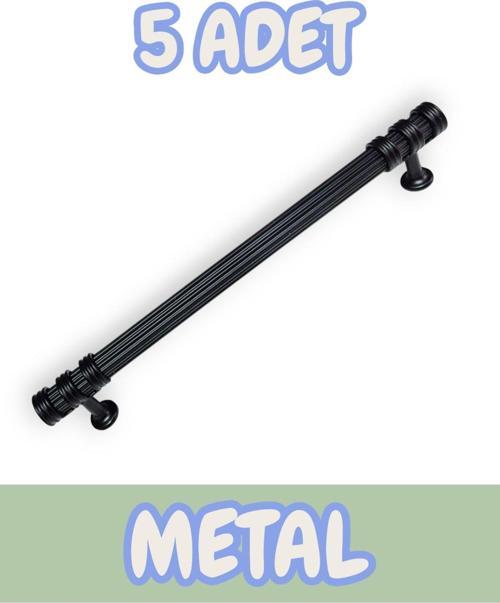 Çizgili Nesli Alüminyum Metal Lüks Modern Mobilya Çekmece Mutfak Dolabı Kulpu Siyah (5 Adet)