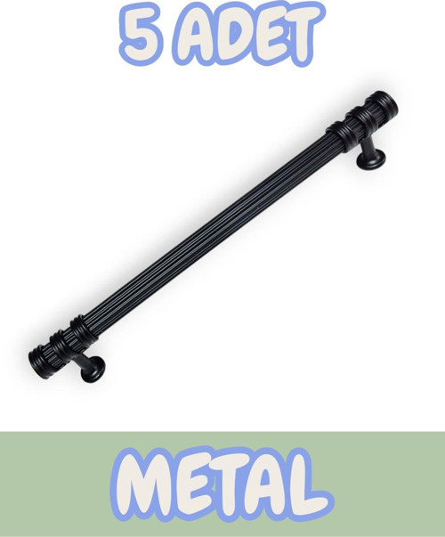 Çizgili Nesli Alüminyum Metal Lüks Modern Mobilya Çekmece Mutfak Dolabı Kulpu Siyah (5 Adet)