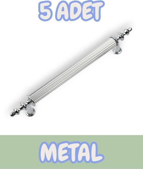 Tuana Rustik Alüminyum Metal Lüks Modern Mobilya Çekmece Mutfak Dolabı Kulpu Krom (5 Adet)