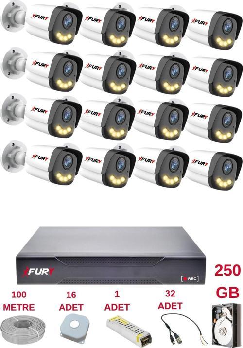 16 Kameralı 4 Warm Led Gece Renkli Görüş-Cepten İzle-Su Geçirmez Güvenlik Kamerası Seti 250GB