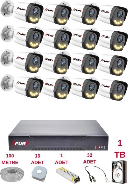 16 Kameralı 4 Warm Led Gece Renkli Görüş-Cepten İzle-Su Geçirmez Güvenlik Kamerası Seti 1TB