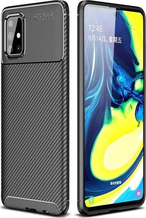 Samsung Galaxy A51 Uyumlu Kamera Korumalı Darbe Önleyici Carbon Brushed Silikon Kılıf