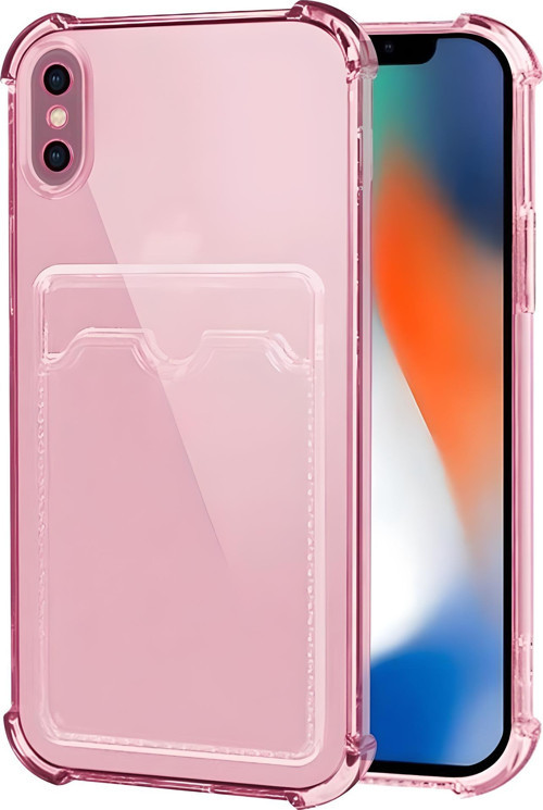 iPhone XS Max Uyumlu Kamera Korumalı Kartlıklı Köşeleri Airbag Tasarımlı Darbe Önleyici Şeffaf Silikon Kılıf