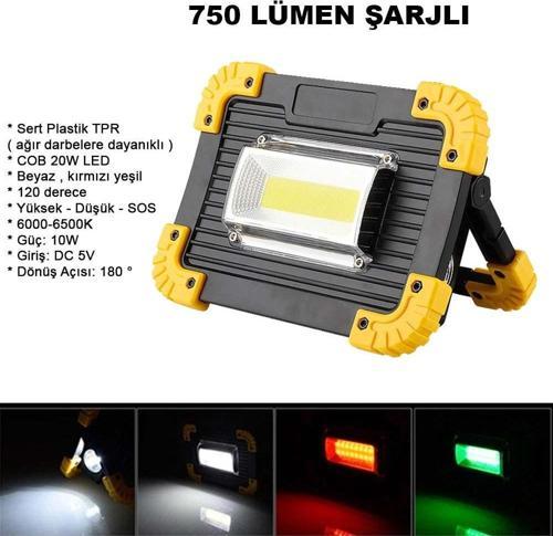 750 Lümen Powerbank Şarjlı Işıldak Watton Wt-330