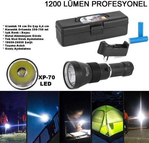 1200 LÜMEN PROFESYONEL ŞARJLI EL FENERİ WATTON WT-655