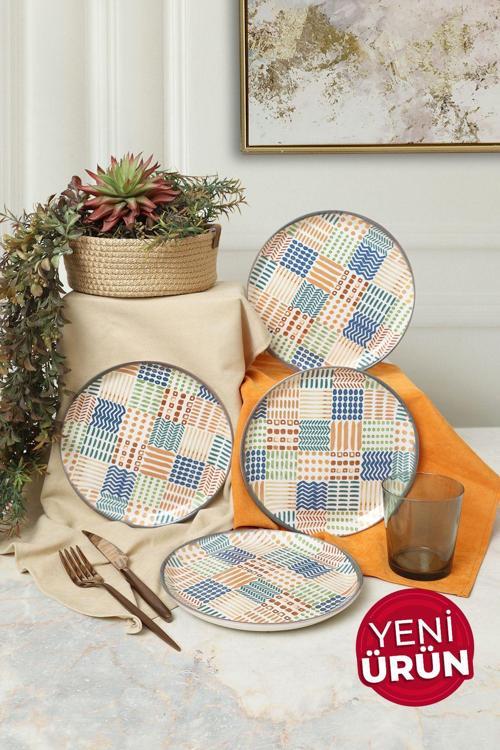 Etnik Hitit Pasta Tabağı 20 Cm 4 Adet 22552