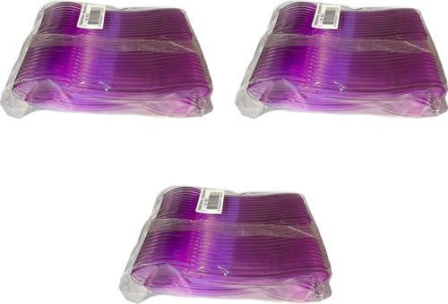 Plastik Şeffaf Mor Sup Kaşık - Tatlı Dondurma Kaşığı - 12.5 Cm. - 50 Adetlik 3 Paket