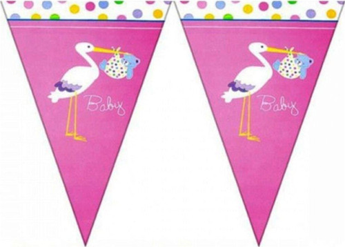 Güneş Avm Üçgen Flama Flm015 -Baby Shower Pembe Leylek-