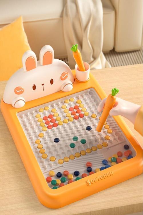 Manyetik Kodlama Oyuncağı Çizim Tahtasında Boncuk Havuç Kalem Montessori Erken eğitim Tableti Tavşan