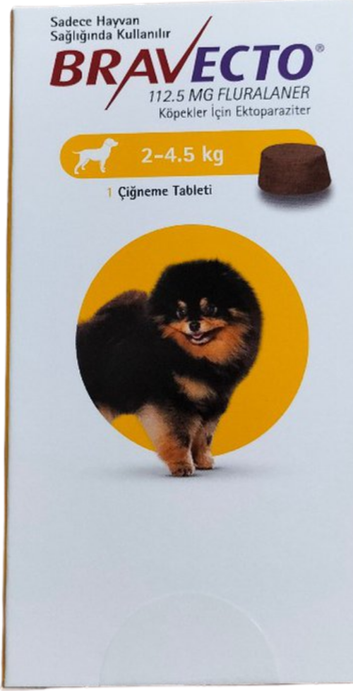 Bravecto Köpekler İçin Çiğneme Tableti 112,5 mg (2 – 4,5 kg) Bir tablet