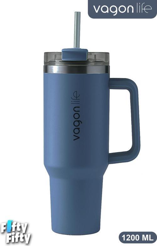 Quencher Cup 1200 ML Pipetli/Rahat İçim Kulplu Paslanmaz Çelik Termos -FFVGN0581200ML