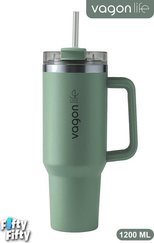 Quencher Cup 1200 ML Pipetli/Rahat İçim Kulplu Paslanmaz Çelik Termos -FFVGN0581200ML