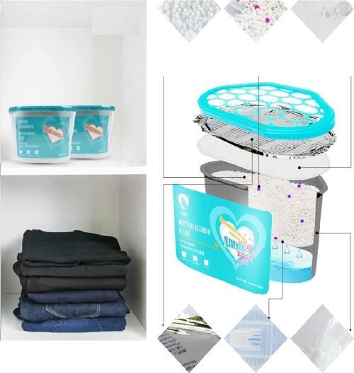 Büro Ev Konforu için 600GR Hazneli Rutubet Küf Koku Nem Hava Temizleme Torbası