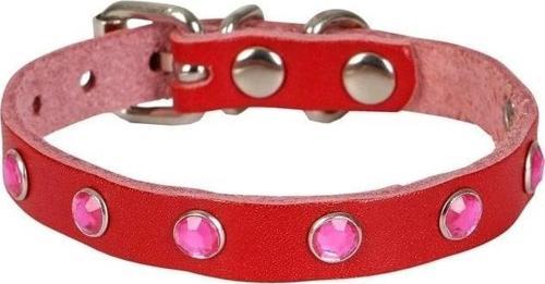 Taşlı Kedi ve Yavru Köpek Tasması 1,5x29 cm Kırmızı XLarge