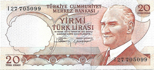 20 Lira 6.Emisyon 4.Tertip I27 705099 (wb0151)