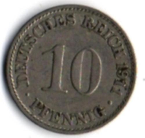 Alman İmparatorluğu 10 Pfennig 1911 (mp1677)