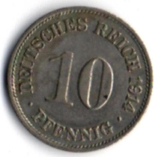 Alman İmparatorluğu 10 Pfennig 1914 (mp1676)