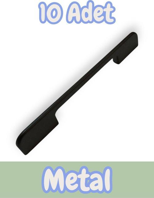 Tiran Alüminyum Metal Lüks Modern Mobilya Çekmece Mutfak Dolabı Kulpu Siyah 160mm (10 Adet)