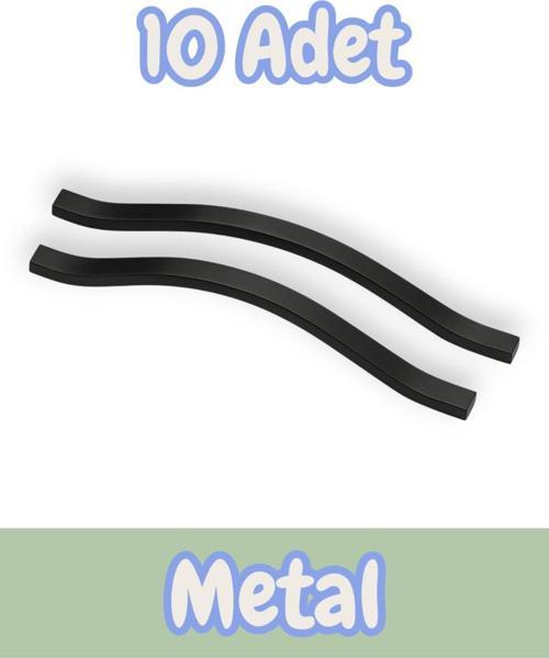 Idil Klas Alüminyum Metal Lüks Modern Mobilya Çekmece Mutfak Dolabı Kulpu Siyah 224mm (10 Adet)