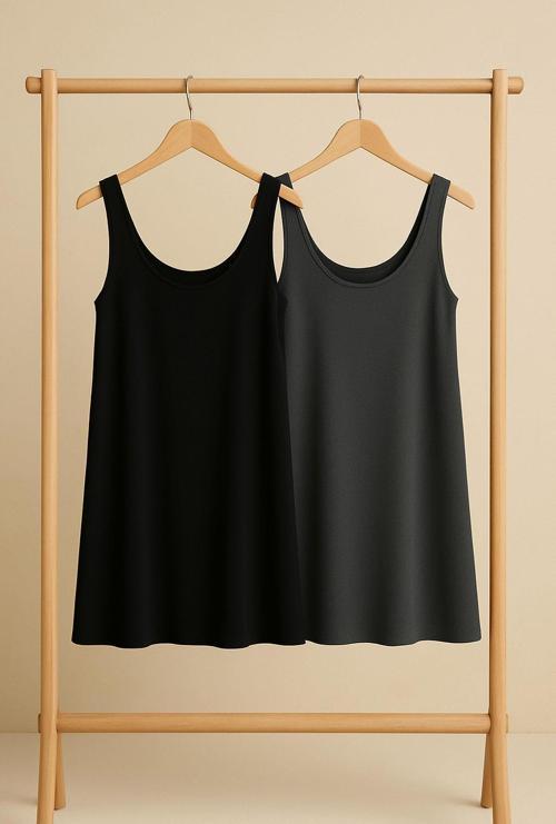 2 Adet A Kesim Pamuklu Kalın Askılı Atlet Elbise