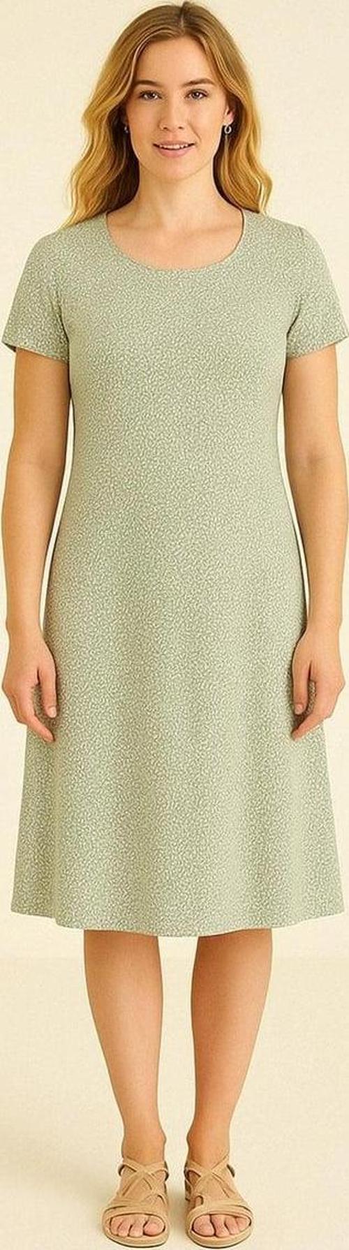 Dökümlü Rahat Kalıp Günlük Penye Kumaş Elbise